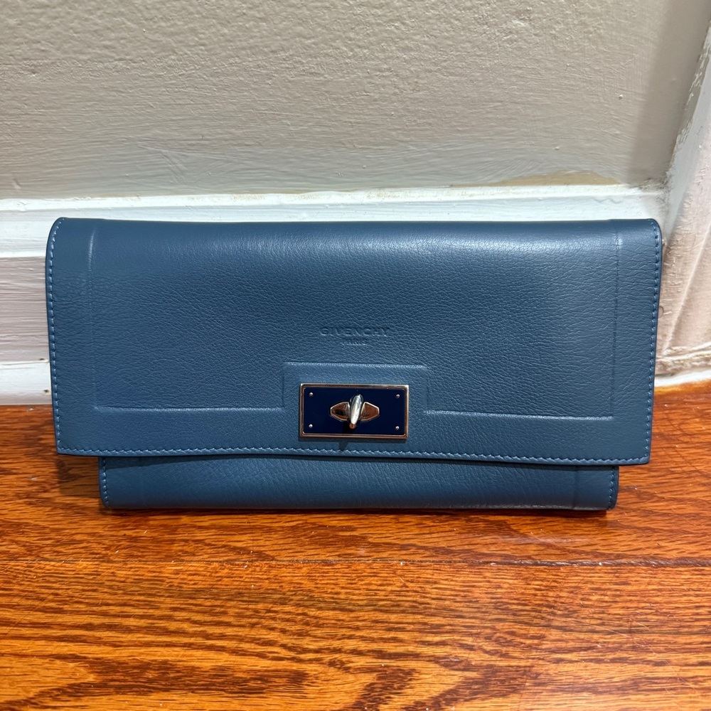 Givenchy Blue Leather Clutch with Chain